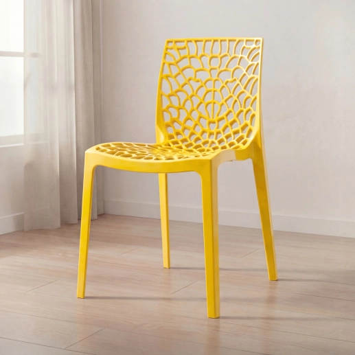 Produto Cadeira de jantar Gruvyer com design contemporâneo e anatômico - Amarelo