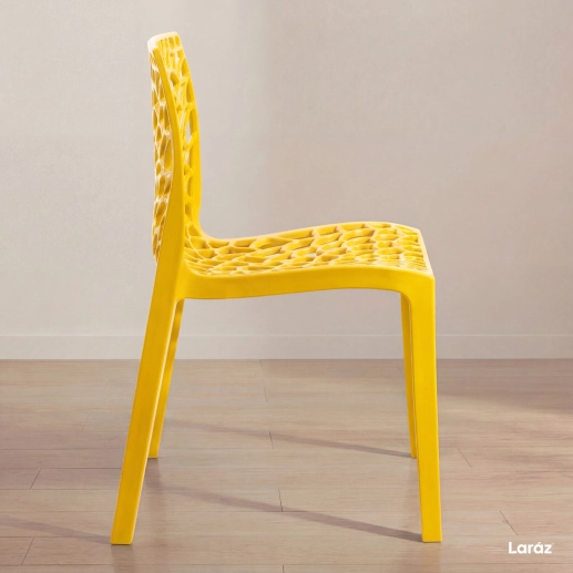 Produto Cadeira de jantar Gruvyer com design contemporâneo e anatômico - Amarelo