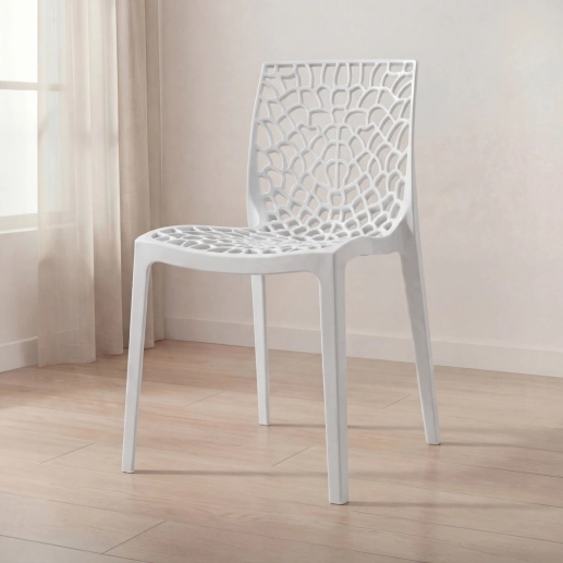 Produto Cadeira de jantar Gruvyer com design contemporâneo e anatômico - Branco