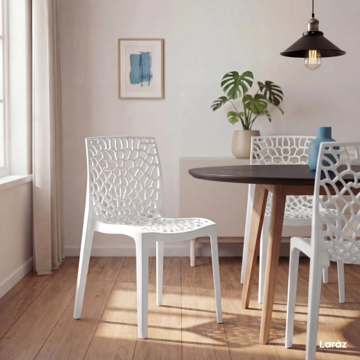 Produto Cadeira de jantar Gruvyer com design contemporâneo e anatômico - Branco