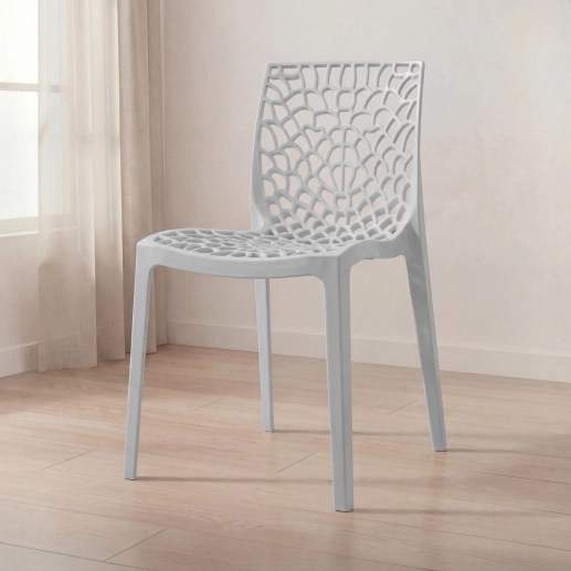 Produto Cadeira de jantar Gruvyer com design contemporâneo e anatômico - Cinza claro