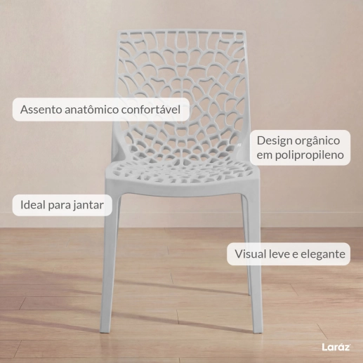 Produto Cadeira de jantar Gruvyer com design contemporâneo e anatômico - Cinza claro