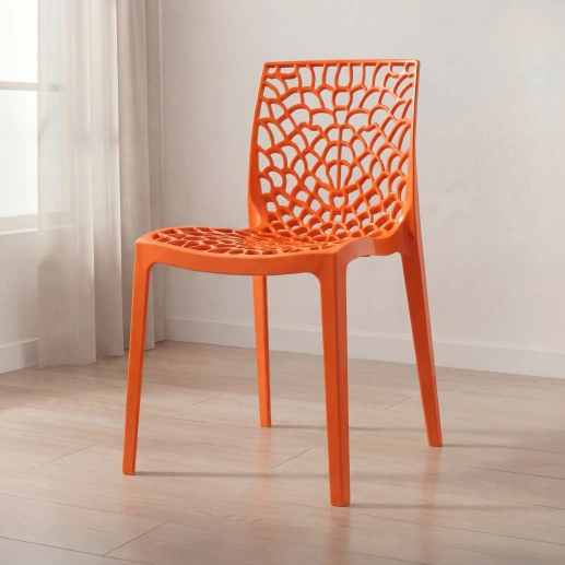 Produto Cadeira de jantar Gruvyer com design contemporâneo e anatômico - Laranja