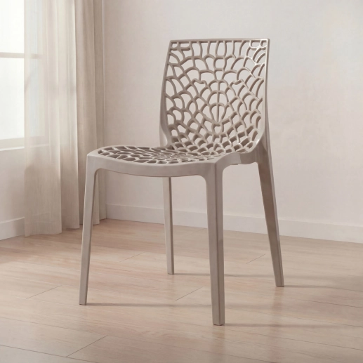 Produto Cadeira de jantar Gruvyer com design contemporâneo e anatômico - Nude