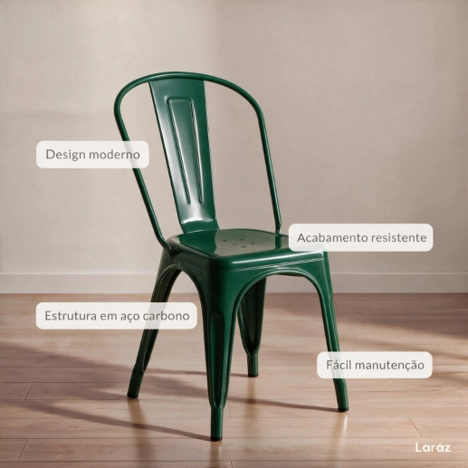 Produto Cadeira de jantar Iron Tolix com design industrial - Verde Escuro