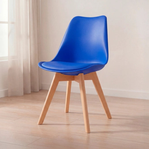 Produto Cadeira de jantar Leda com assento estofado e design moderno - Azul Bic