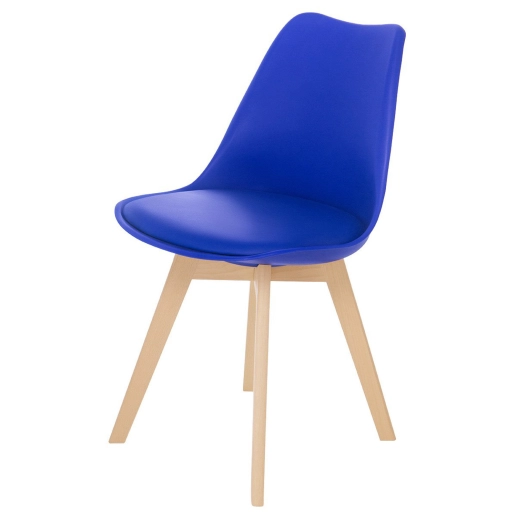 Produto Cadeira de jantar Leda com assento estofado e design moderno - Azul Bic