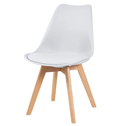 Produto Cadeira de jantar Leda com assento estofado e design moderno - Branco