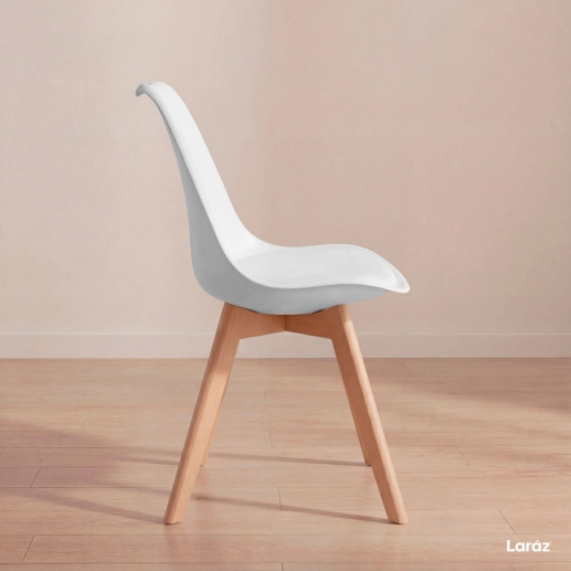 Produto Cadeira de jantar Leda com assento estofado e design moderno - Branco
