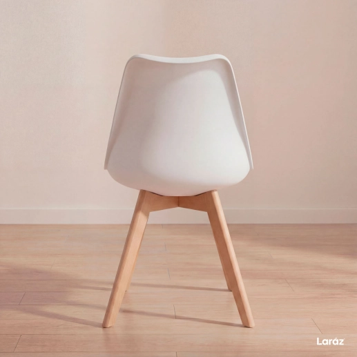 Produto Cadeira de jantar Leda com assento estofado e design moderno - Branco