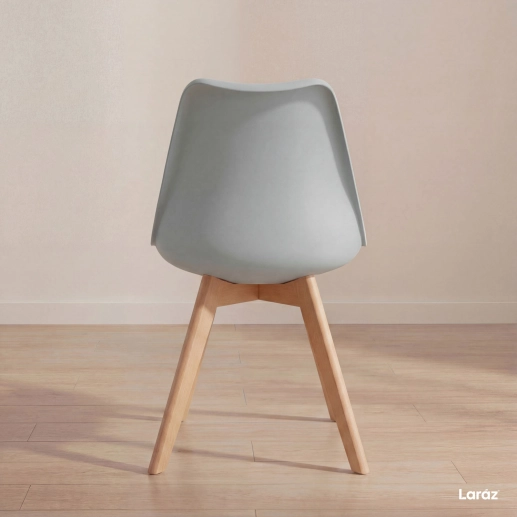 Produto Cadeira de jantar Leda com assento estofado e design moderno - Cinza claro