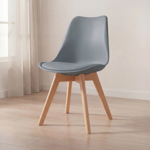 Produto Cadeira de jantar Leda com assento estofado e design moderno - Cinza escuro