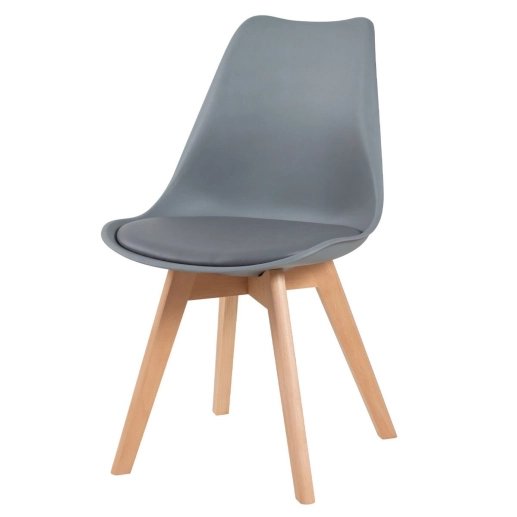 Produto Cadeira de jantar Leda com assento estofado e design moderno - Cinza escuro