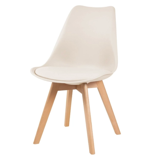 Produto Cadeira de jantar Leda com assento estofado e design moderno - Creme