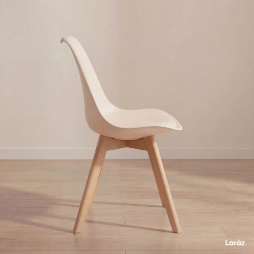 Produto Cadeira de jantar Leda com assento estofado e design moderno - Creme