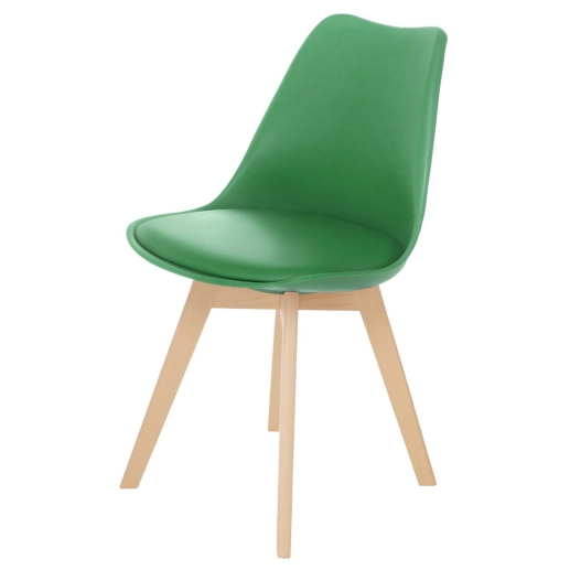 Produto Cadeira de jantar Leda com assento estofado e design moderno - Verde bandeira