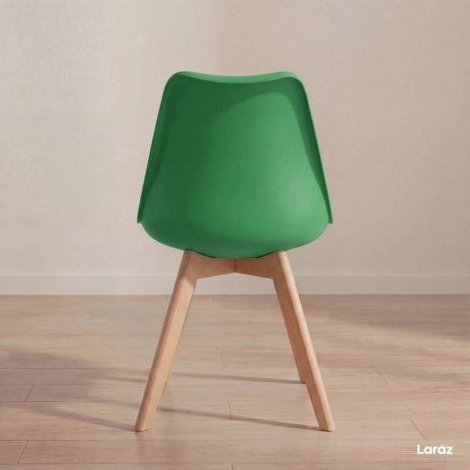 Produto Cadeira de jantar Leda com assento estofado e design moderno - Verde bandeira