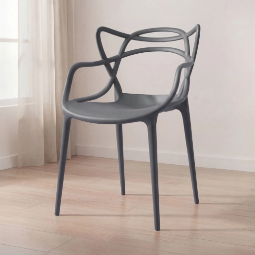 Produto Cadeira de jantar Master Allegra Design Moderno em Polipropileno - Cinza escuro