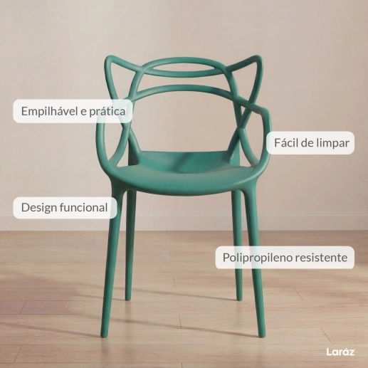 Produto Cadeira de jantar Master Allegra Design Moderno em Polipropileno - Verde escuro