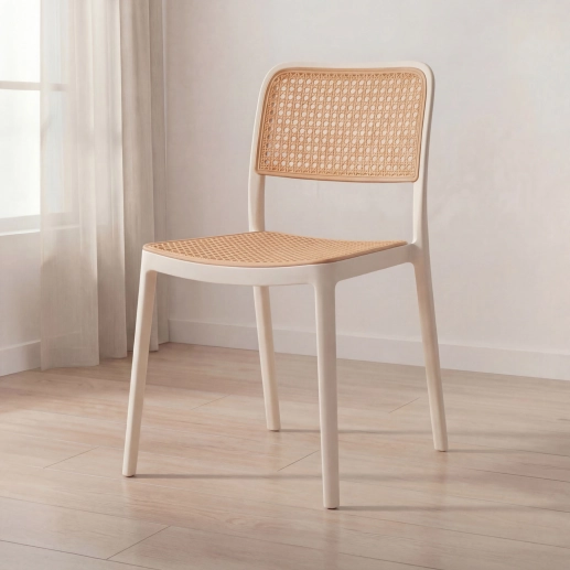 Produto Cadeira de jantar Maya com design moderno e assento confortável - Branco