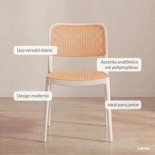 Produto Cadeira de jantar Maya com design moderno e assento confortável - Branco