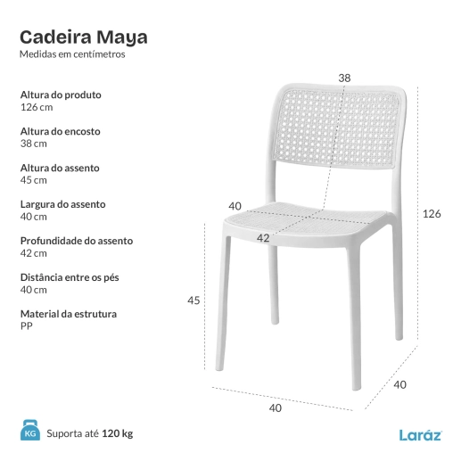 Produto Cadeira de jantar Maya com design moderno e assento confortável - Branco