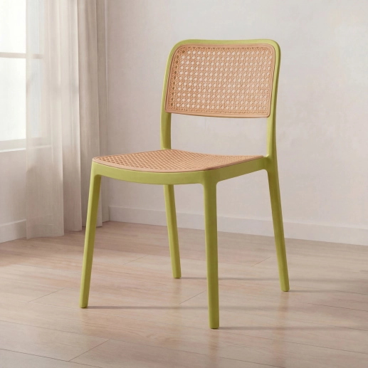 Cadeira de jantar Maya com design moderno e assento confortável - Verde Produto Cadeira de jantar Maya com design moderno e assento confortável - Verde