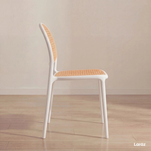 Produto Cadeira de jantar Mumbai de telinha com design contemporâneo e assento anatômico – Branco