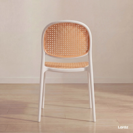 Produto Cadeira de jantar Mumbai de telinha com design contemporâneo e assento anatômico – Branco
