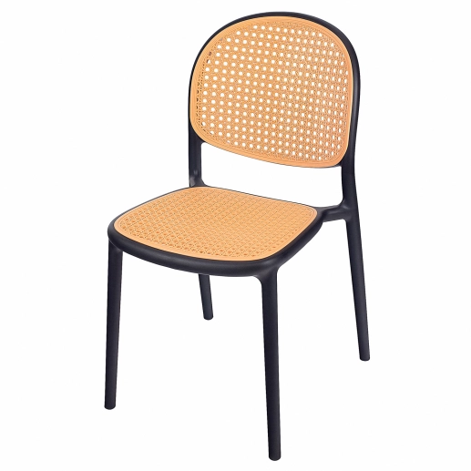 Produto Cadeira de jantar Mumbai de telinha com design contemporâneo e assento anatômico – Preta