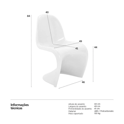 Produto Cadeira design Panton Curve Alto brilho Branco