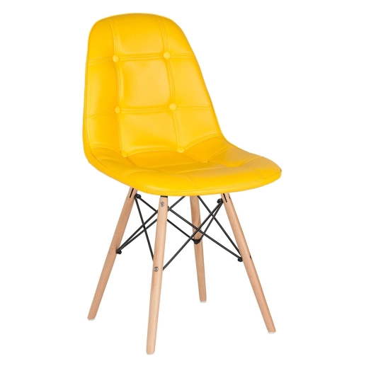 Produto Cadeira de jantar Charles Eames Eiffel Botonê Estofada - Amarelo