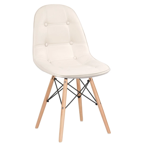 Produto Cadeira de jantar Charles Eames Eiffel Botonê Estofada - Creme