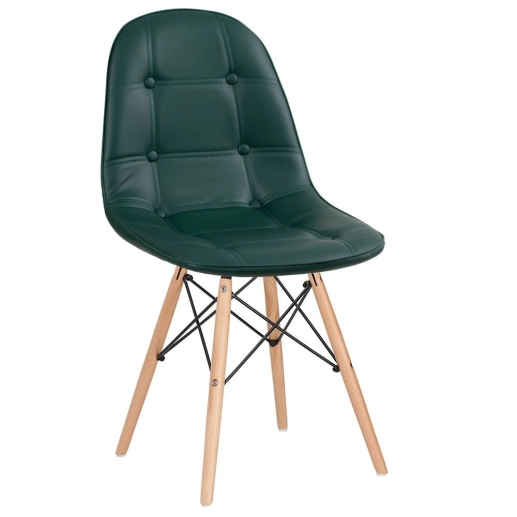 Produto Cadeira de jantar Charles Eames Eiffel Botonê Estofada - Verde escuro