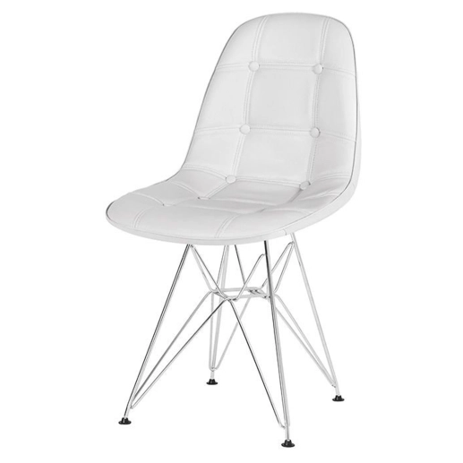 Produto Cadeira estofada Charles Eames Eiffel Botonê DKR com pés de metal cromado - Cinza claro