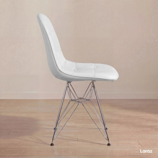 Produto Cadeira estofada Charles Eames Eiffel Botonê DKR com pés de metal cromado - Cinza claro