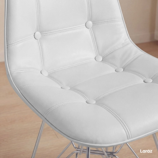 Produto Cadeira estofada Charles Eames Eiffel Botonê DKR com pés de metal cromado - Cinza claro