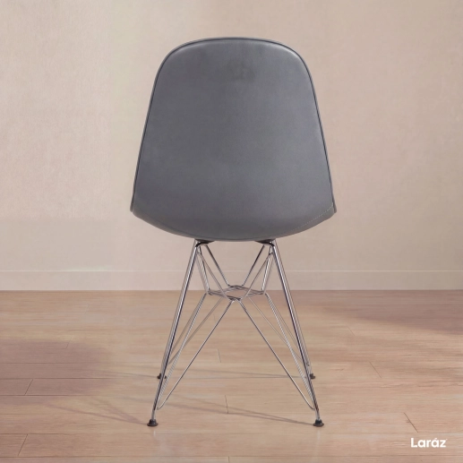 Produto Cadeira estofada Charles Eames Eiffel Botonê DKR com pés de metal cromado - Cinza escuro