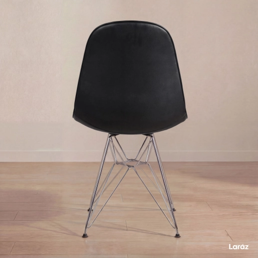 Produto Cadeira estofada Charles Eames Eiffel Botonê DKR com pés de metal cromado - Preto