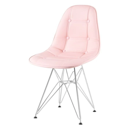 Produto Cadeira estofada Charles Eames Eiffel Botonê DKR com pés de metal cromado - Rosa claro