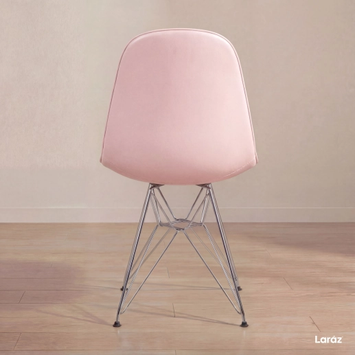 Produto Cadeira estofada Charles Eames Eiffel Botonê DKR com pés de metal cromado - Rosa claro