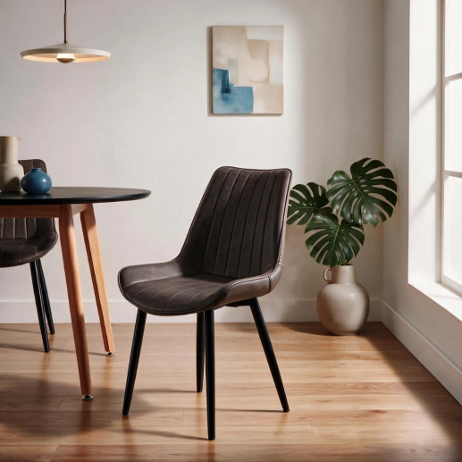 Produto Cadeira estofada Chicago com design industrial - Marrom Vintage