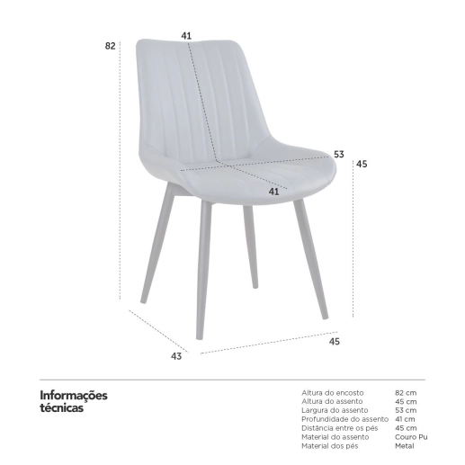 Produto Cadeira estofada Chicago com design industrial - Cinza claro