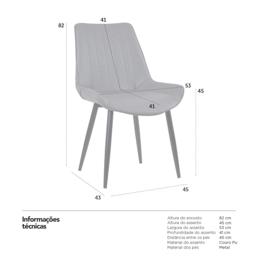 Cadeira estofada Chicago com design industrial - Marrom café Produto Cadeira estofada Chicago com design industrial - Marrom café