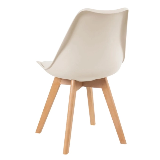 Cadeira Leda Eames jantar cozinha com assento estofado Creme Produto Cadeira Leda Eames jantar cozinha com assento estofado Creme