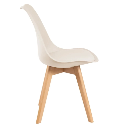 Cadeira Leda Eames jantar cozinha com assento estofado Creme Produto Cadeira Leda Eames jantar cozinha com assento estofado Creme