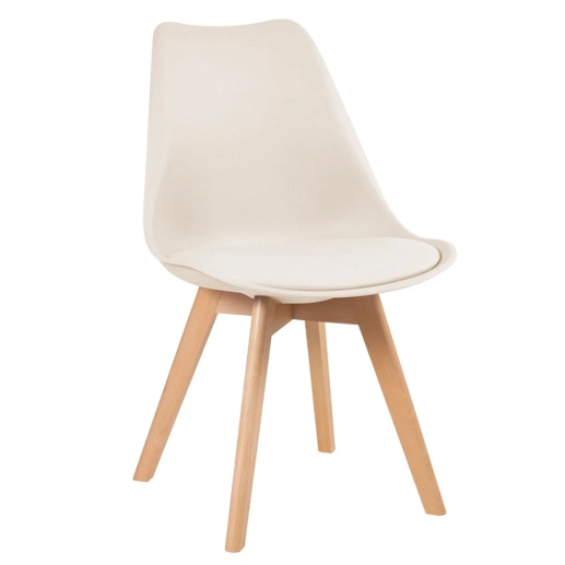 Cadeira Leda Eames jantar cozinha com assento estofado Creme Produto Cadeira Leda Eames jantar cozinha com assento estofado Creme
