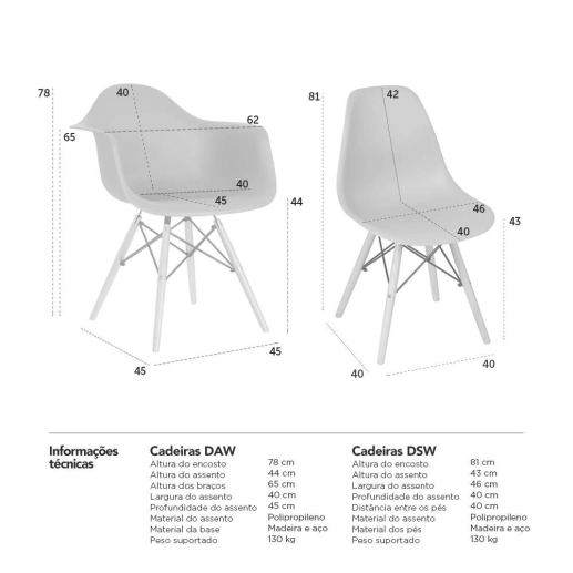 Produto Conjunto 2 x cadeiras Eames Daw com braços + 6 cadeiras Eiffel Dsw - Roxo