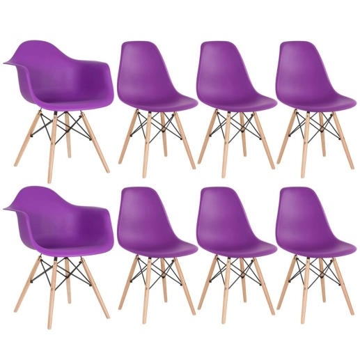 Produto Conjunto 2 x cadeiras Eames Daw com braços + 6 cadeiras Eiffel Dsw - Roxo