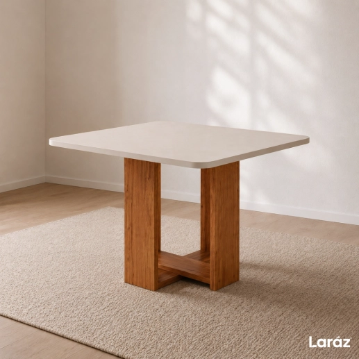 Produto Conjunto Sala de Jantar Mesa Quadrada Marselha com 4 Cadeiras Estofadas Nice Laráz